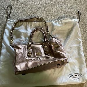 Metallic rose gold Coach bag
